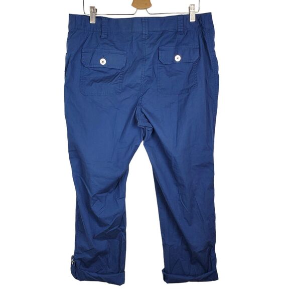 Chico's Blue Mid Rise Fold Up Cuffed Hem Cotton Spandex Pants Sz 2.5 - Picture 2 of 5
